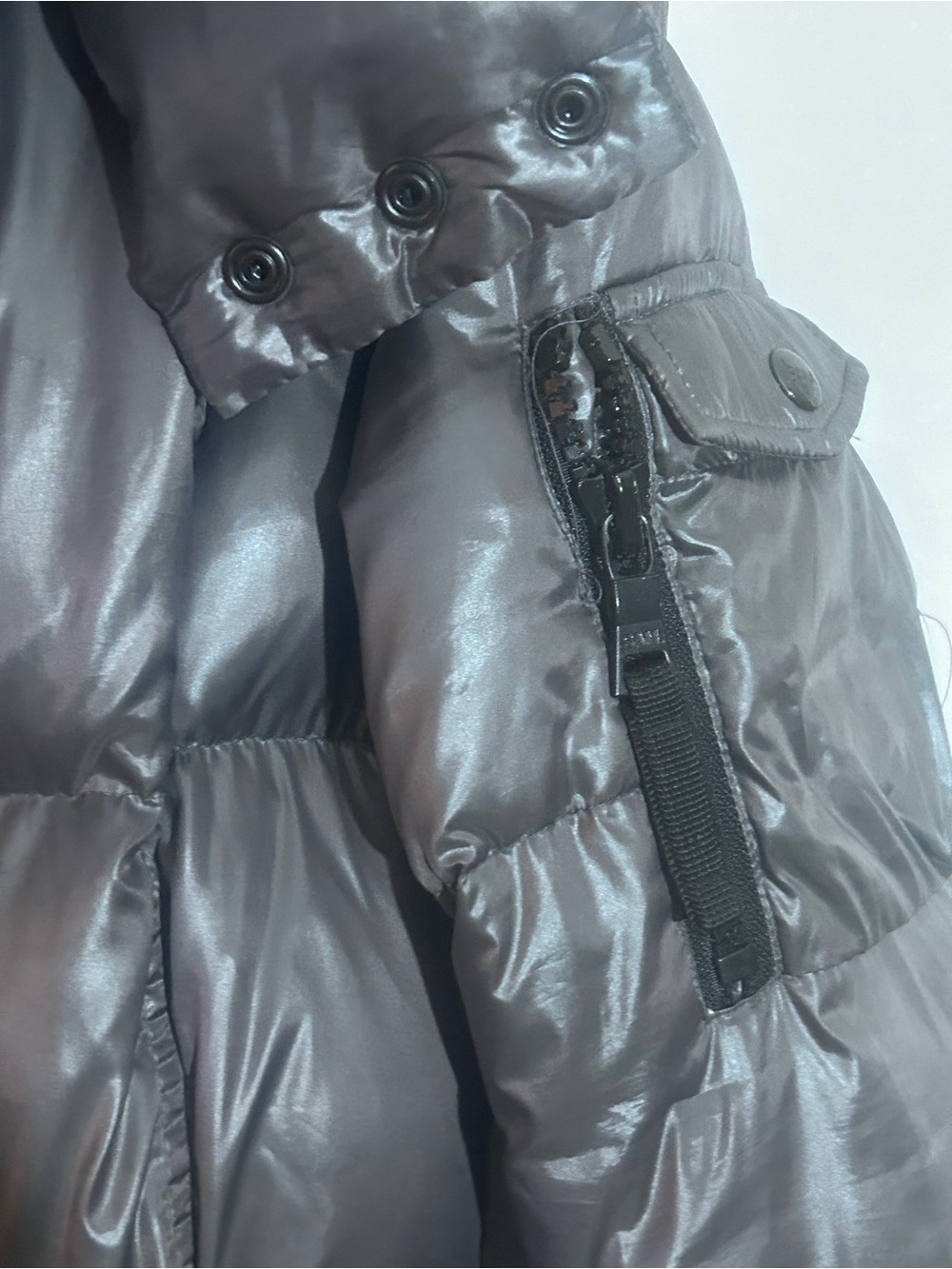 SAM. New York Soho Belted Down Puffer Jacket Metallic Gray/Gunmetal - Picture 5 of 10